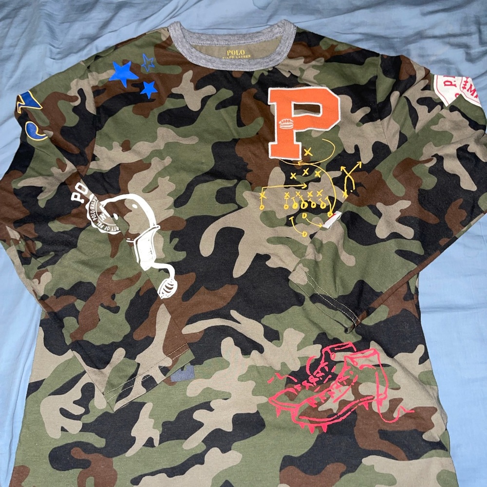 Authentic designer polo Ralph Lauren big boys camo long sleeve T-shirt